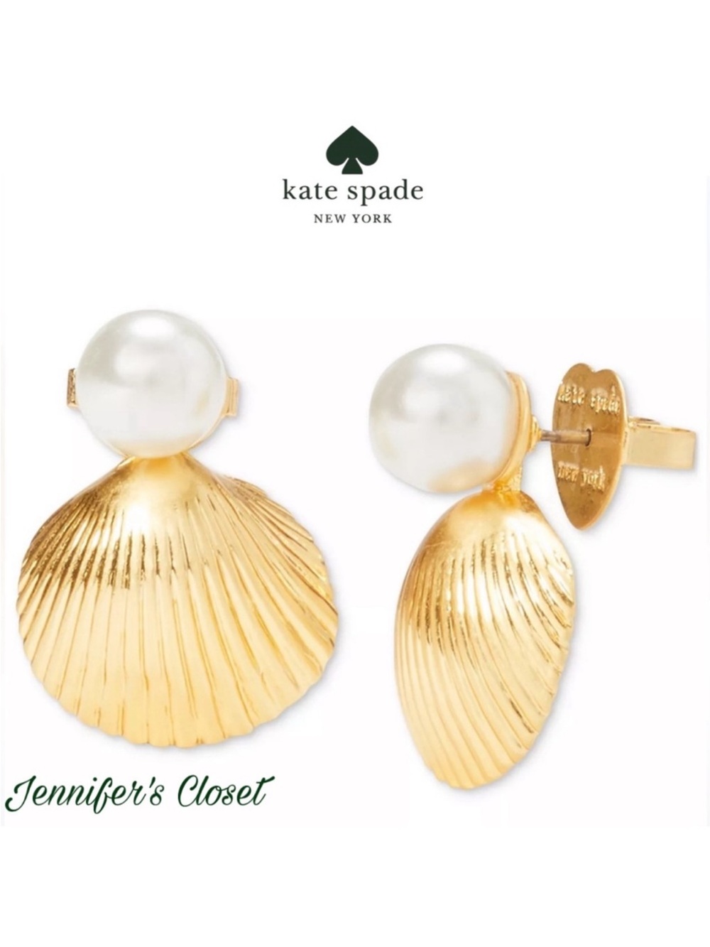 KATE SPADE Earrings NWT / Gold-Tone Pearl Shell Stud Earrings